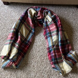 ASOS Plaid Blanket Scarf in Red, Blue, and Cream